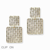 103020, SQUARE TEXTURED METAL CLIP ON EARRING