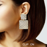 103020, SQUARE TEXTURED METAL CLIP ON EARRING