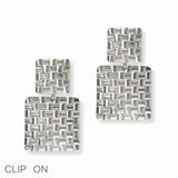 103020, SQUARE TEXTURED METAL CLIP ON EARRING