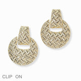 103021, ROUND TEXTURED METAL CLIP ON EARRING