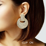 103021, ROUND TEXTURED METAL CLIP ON EARRING