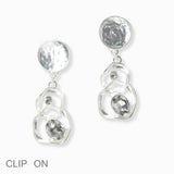 103023, RHINESTONE ACCENT METAL CLIP ON DANGLE EARRING