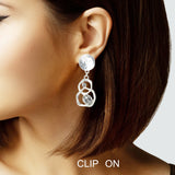 103023, RHINESTONE ACCENT METAL CLIP ON DANGLE EARRING