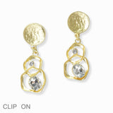 103023, RHINESTONE ACCENT METAL CLIP ON DANGLE EARRING