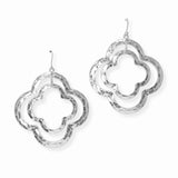 103029, DOUBLE CLOVER HAMMERED METAL DANGLE EARRING