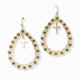 103033, CROSS CHARM TEARDROP DANGLE EARRING