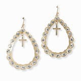 103033, CROSS CHARM TEARDROP DANGLE EARRING