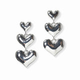 103055, TRIPLE HEART METAL DROP DANGLE EARRING