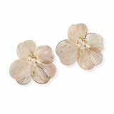 103061, FLOWER WITH PEARL STUD EARRING