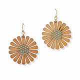 103068, WOOD FLOWER DANGLE EARRING