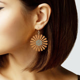 103068, WOOD FLOWER DANGLE EARRING