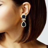 103085, 14K GOLD PLATED, DESIGNER INSPIRED GEOMETRIC DANGLE EARRING