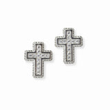 103088, 14K GOLD PLATED, CROSS CUBIC ZIRCONIA DESIGNER INSPIRED STUD EARRING