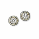 103090, 14K GOLD PLATED, ROUND CUBIC ZIRCONIA DESIGNER INSPIRED STUD EARRING