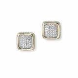103091, 14K GOLD PLATED, MICRO PAVE CUBIC ZIRCONIA DESIGNER INSPIRED STUD EARRING