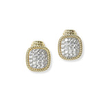 103093, 14K GOLD PLATED, MICRO PAVE CUBIC ZIRCONIA DESIGNER INSPIRED STUD EARRING