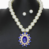 103116, GEOMETRIC RHINESTONE WITH PEARL STRAND NECKLACE