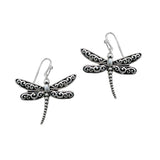 103168, DRAGONFLY FILIGREE METAL DANGLE EARRING