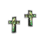 103178, CROSS ABALONE STUD EARRING
