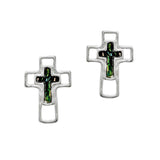 103179, CROSS ABALONE ACCENT STUD EARRING