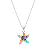 103191, STARFISH ABSTRACT GLASS PENDANT NECKLACE
