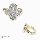 103226, PAVE CLOVER CUBIC ZIRCONIA DESIGNER INSPIRED RING