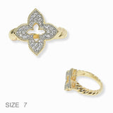 103227, PAVE QUATREFOIL CUBIC ZIRCONIA DESIGNER INSPIRED RING
