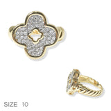 103228, PAVE CLOVER CUBIC ZIRCONIA DESIGNER INSPIRED RING