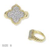 103229, PAVE CLOVER CUBIC ZIRCONIA DESIGNER INSPIRED RING