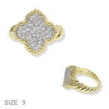 103229, PAVE CLOVER CUBIC ZIRCONIA DESIGNER INSPIRED RING