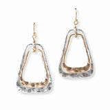 103242, HAMMERED GEOMETRIC METAL DANGLE EARRING