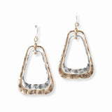 103242, HAMMERED GEOMETRIC METAL DANGLE EARRING