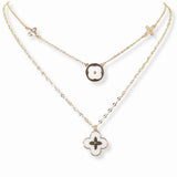 103244, CLOVER ENAMEL DOUBLE LAYERED NECKLACE