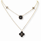103244, CLOVER ENAMEL DOUBLE LAYERED NECKLACE