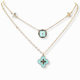 103244, CLOVER ENAMEL DOUBLE LAYERED NECKLACE