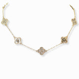 103245, PAVE CLOVER STATION NECKLACE