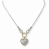 103246, 14K GOLD PLATED, HEART CUBIC ZIRCONIA CHARM DESIGNER INSPIRED NECKLACE