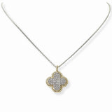 103281, 14K GOLD PLATED, CLOVER CUBIC ZIRCONIA PENDANT NECKLACE