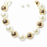 103289, CHUNKY BALL METAL WITH PEARL NECKLACE