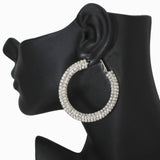 103313, 55MM PAVE CRYSTAL RHINESTONE ROUND HOOP EARRING