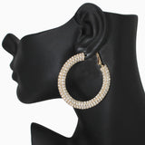 103313, 55MM PAVE CRYSTAL RHINESTONE ROUND HOOP EARRING