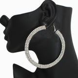 103314, 80MM PAVE CRYSTAL RHINESTONE ROUND HOOP EARRING