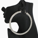 103315, 100MM PAVE CRYSTAL RHINESTONE ROUND HOOP EARRING