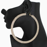103315, 100MM PAVE CRYSTAL RHINESTONE ROUND HOOP EARRING