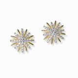 103324, 14K GOLD PLATED, SUNBURST PAVE CUBIC ZIRCONIA DESIGNER INSPIRED STUD EARRING