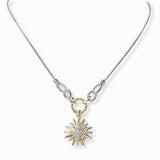 103325, 14K GOLD PLATED, SUNBURST PAVE CUBIC ZIRCONIA DESIGNER INSPIRED PENDANT NECKLACE