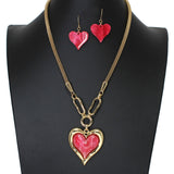 103416, HEART CELLULOID ACETATE CHARM NECKLACE