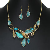 103418, ENAMEL LEAF CELLULOID ACETATE NECKLACE