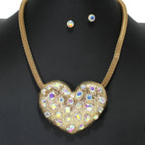 103424, HEART GEOMETRIC RHINESTONE ACCENT NECKLACE