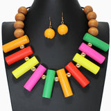 103459, GEOMETRIC WOOD STATEMENT NECKLACE
